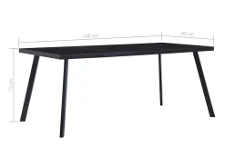 Mesa de comedor de vidrio templado negro 160x80x75 cm ES519755