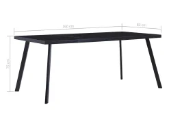 Mesa de comedor de vidrio templado negro 160x80x75 cm