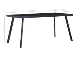 Mesa de comedor de vidrio templado negro 180x90x75 cm ES450004