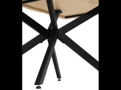 Mesa de comedor de 75x89x159 cm con tablero de madera mazica y patas negras Fraga