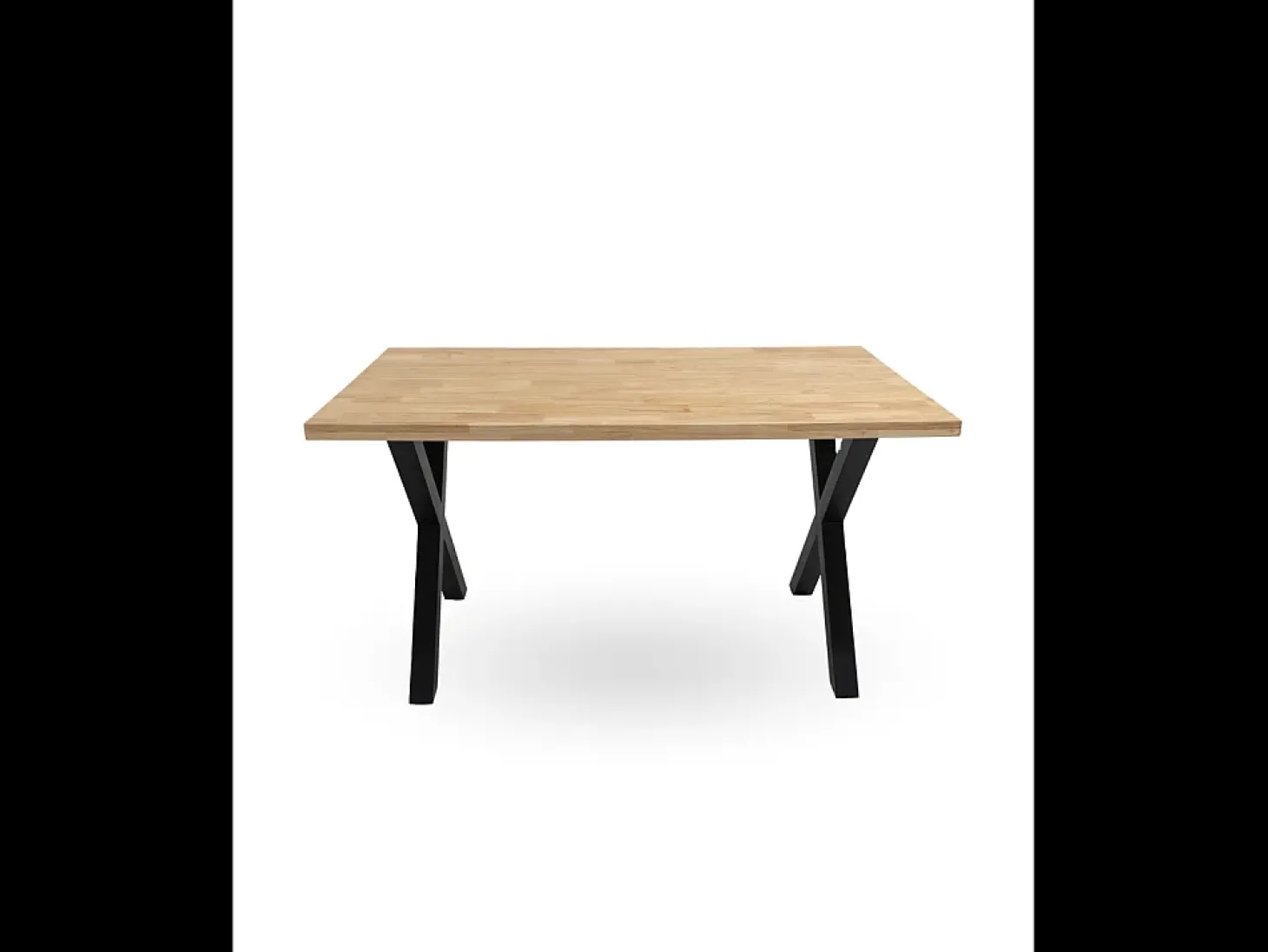 Mesa de comedor de 75x140x80 cm con tablero en color madera y patas en 'X' negras Bilbao