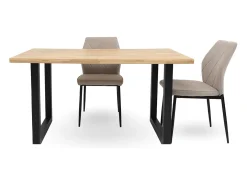 Mesa de comedor de 75x140x80 cm con sobre de madera maciza con patas negras Barcelona