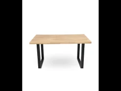 Mesa de comedor de 75x140x80 cm con sobre de madera maciza con patas negras Barcelona