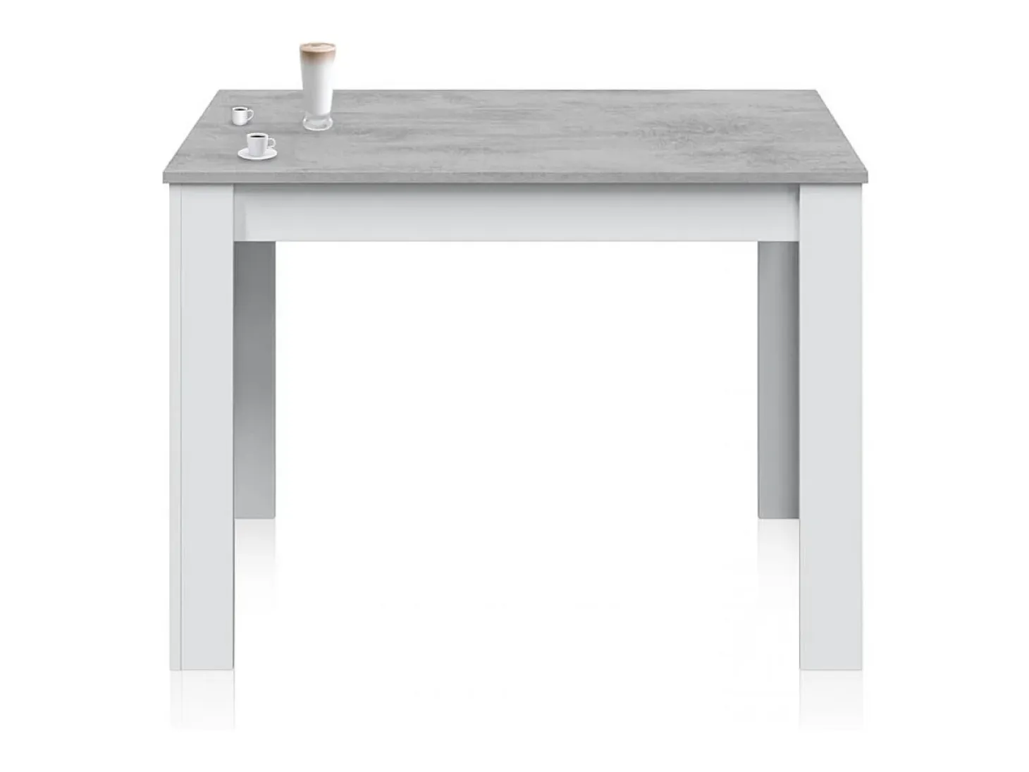 Mesa de comedor Dina Blanco Artik (Blanco Mate) - Gris Cemento