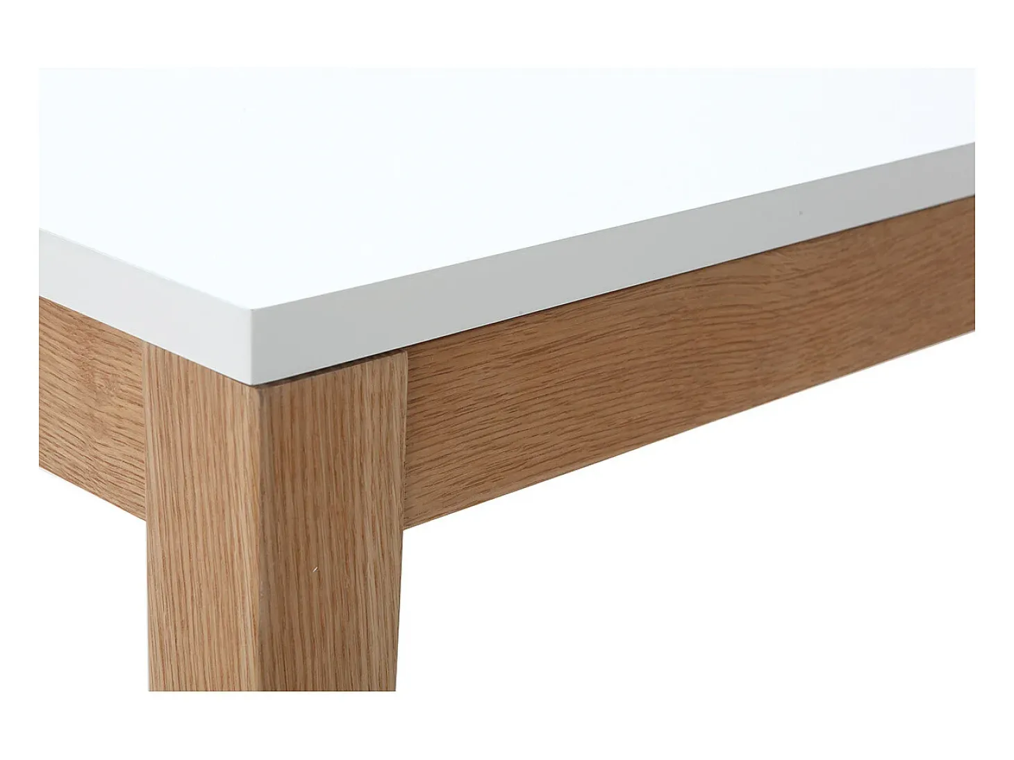 Mesa de comedor diseño extensible blanca patas madera L180-260 DELAH