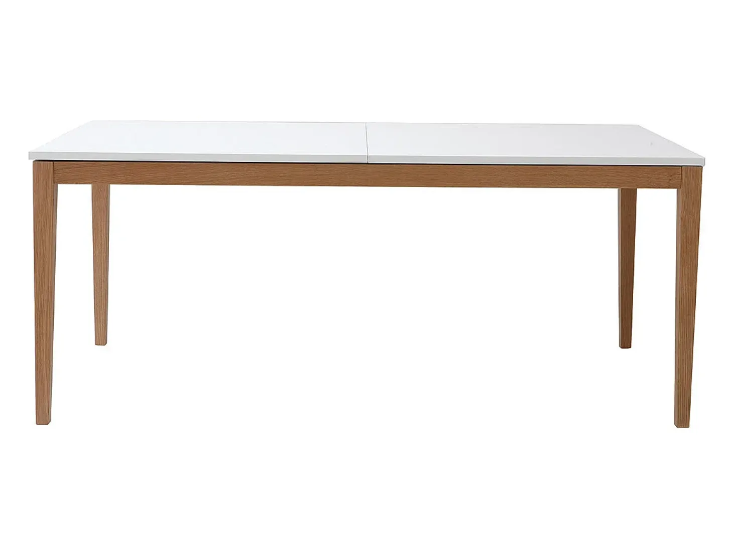 Mesa de comedor diseño extensible blanca patas madera L180-260 DELAH