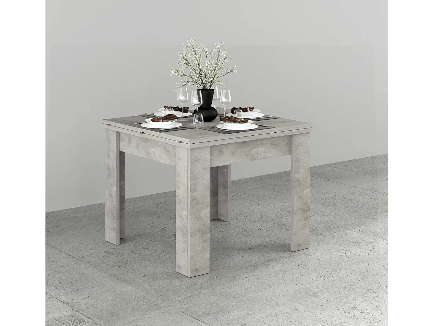 Mesa de comedor diseño moderno extensible en forma de libro 90-180 x 90 cm Jesi Raw