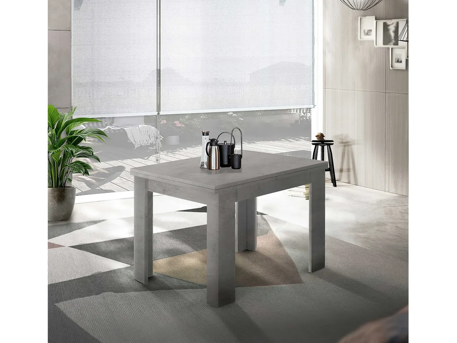 Mesa de comedor diseño moderno extensible en forma de libro 90-180 x 90 cm Jesi Raw