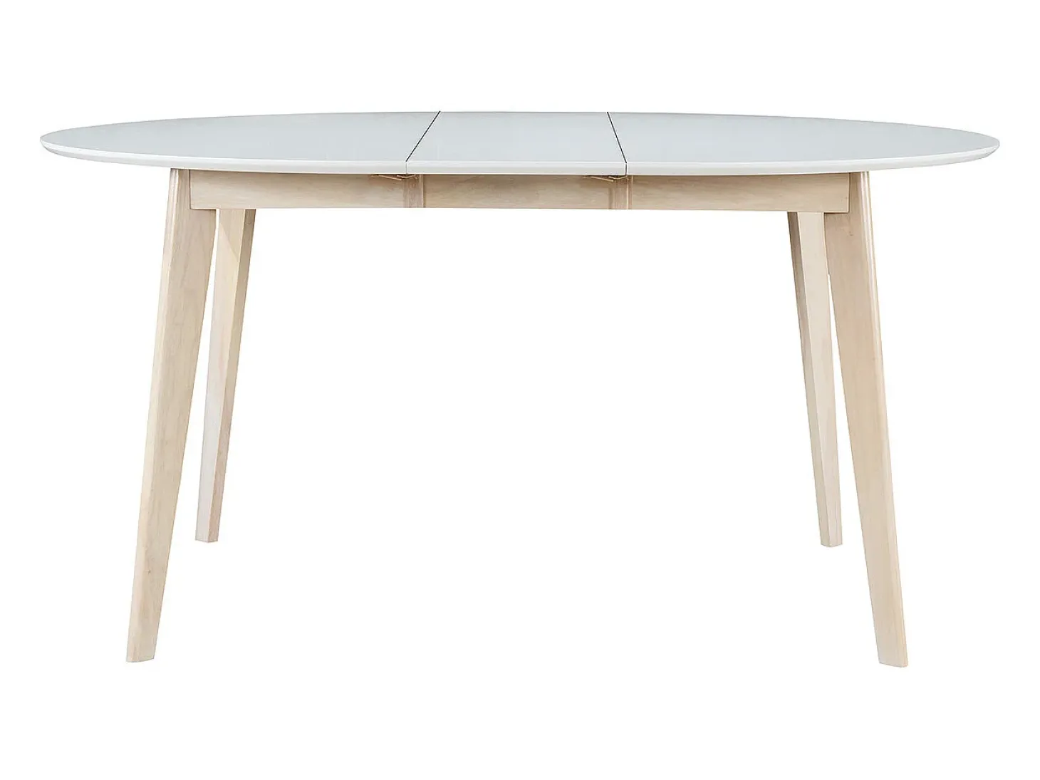 Mesa de comedor diseño redonda extensible blanca y madera L120-150 LEENA