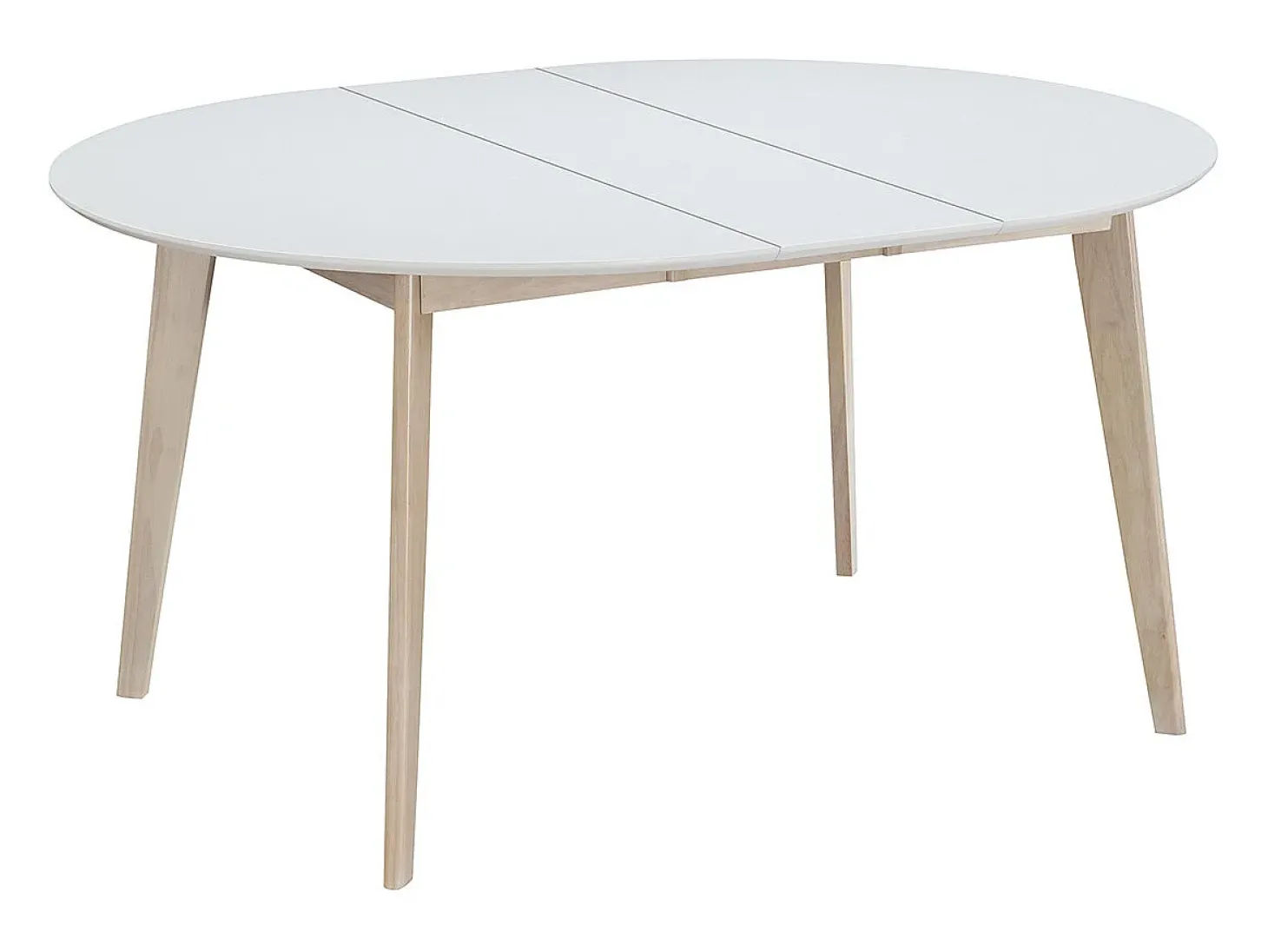 Mesa de comedor diseño redonda extensible blanca y madera L120-150 LEENA