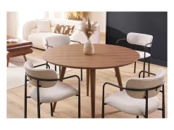 Mesa de comedor diseño redondo nogal D120 LIVIA