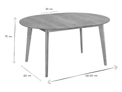 Mesa de comedor diseño redonda extensible roble L120-150 LEENA