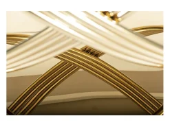 Mesa de comedor Domitille 160x90 de cerámica efecto mármol con patas de metal dorado