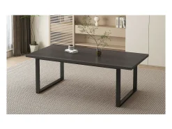 Mesa de comedor EDWAR de 200cm de longitud en decoración de madera marrón oscuro, ideal para un comedor acogedor.