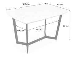Mesa de comedor efecto mármol, patas de metal, de 4 a 6 plazas blanco