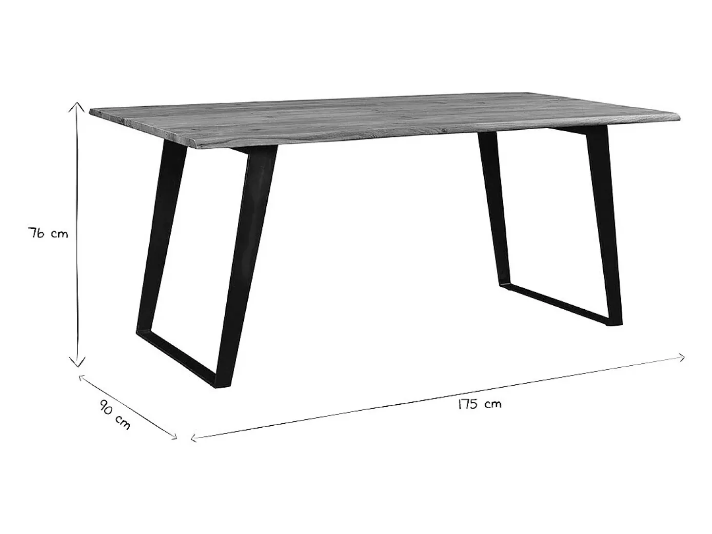 Mesa de comedor en acacia y metal negro L175 KORA