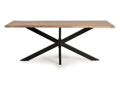 Mesa de comedor en madera acacia natural y patas de metal negro