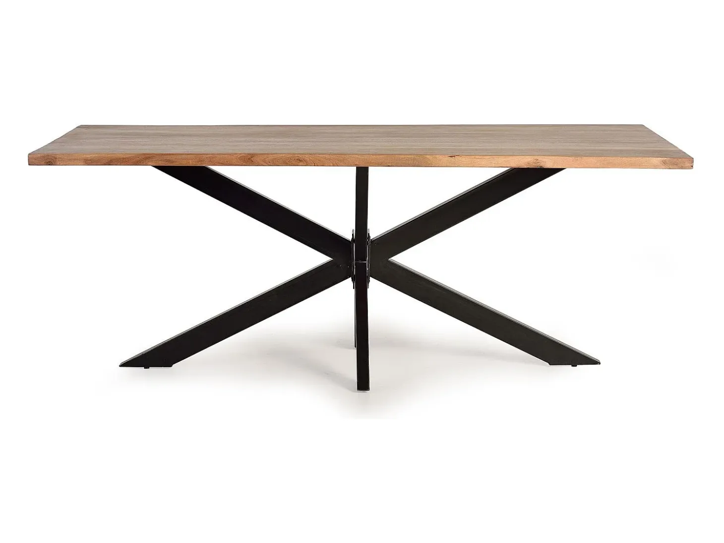 Mesa de comedor en madera acacia natural y patas de metal negro
