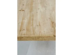 Mesa de comedor en madera de abeto y base de poliresina blanca