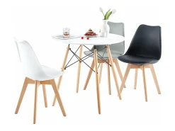 Mesa de Comedor Escandinava Lacada en Blanco Mate 80x80 cm - Diseño Contemporáneo con Patas de Madera de Haya