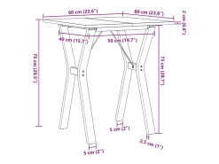 Mesa de comedor estructura en Y 60x60x75 cm madera maciza de pino acero