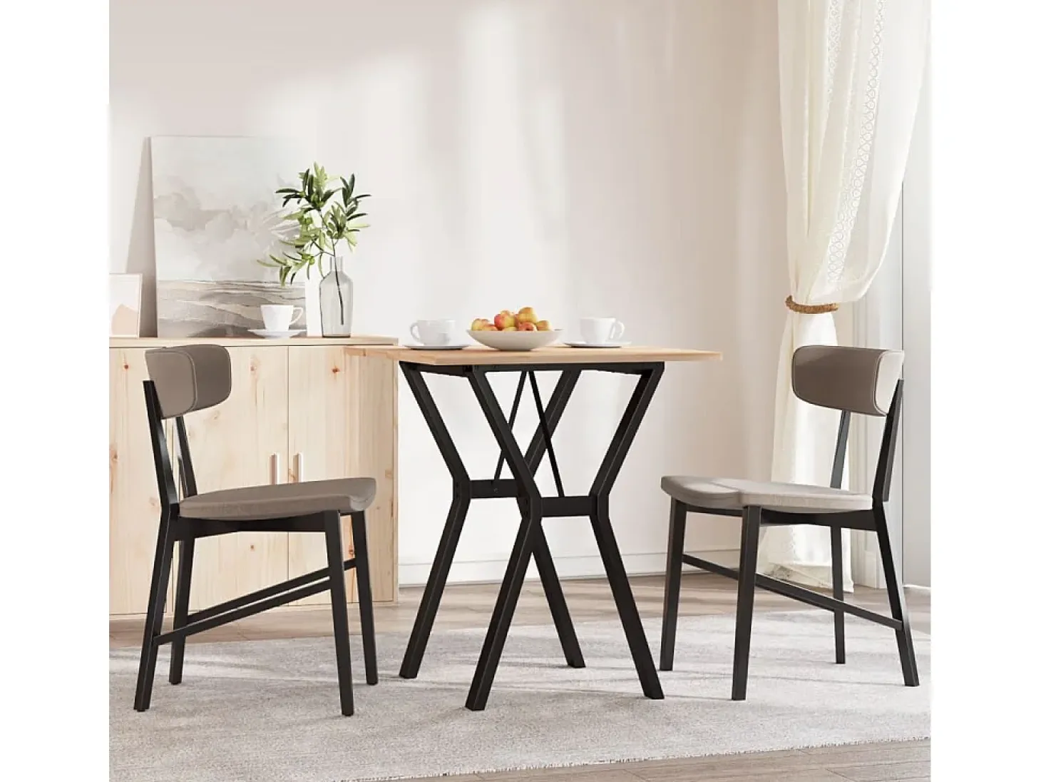 Mesa de comedor estructura en Y 60x60x75 cm madera maciza de pino acero