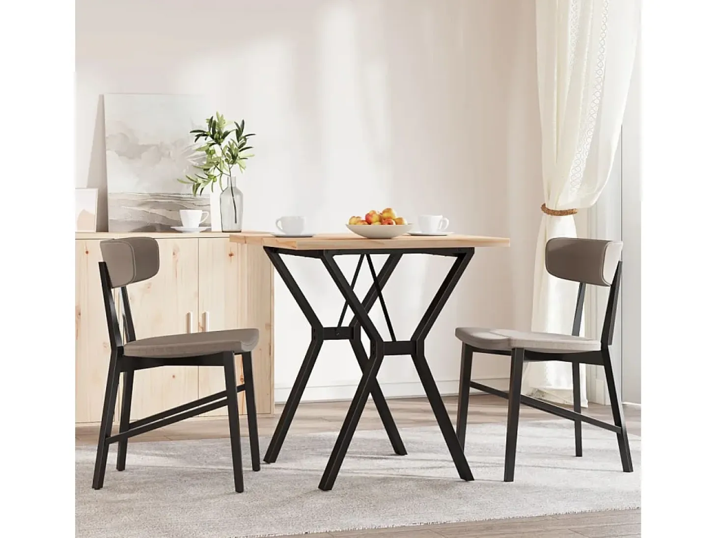 Mesa de comedor estructura en Y 70x70x75,5cm madera maciza de pino acero