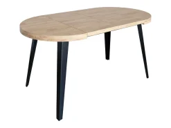 Mesa de comedor extensible Berg negro y madera claro 80/120/160x80x76 cm