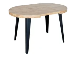 Mesa de comedor extensible Berg negro y madera claro 80/120/160x80x76 cm