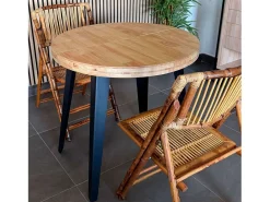 Mesa de comedor extensible Berg negro y madera claro 80/120/160x80x76 cm