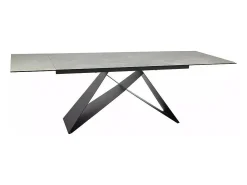 Mesa de comedor extensible de diseño Diamond Cream Holly con tapa de cerámica
