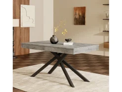Mesa de comedor extensible - 140/180 x 80 x 76 cm - para 6 a 8 personas - patas de metal - MDF - gris