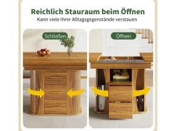 Mesa de comedor extensible para 6 personas - 118/158 x 118 x 77 cm - con 3 puertas + 2 cajones - MDF - natural