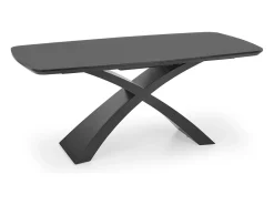 Mesa de comedor extensible con tablero gris oscuro y base central negra WOLF