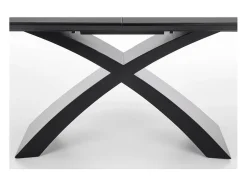 Mesa de comedor extensible con tablero gris oscuro y base central negra WOLF