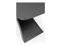 Mesa de comedor extensible con tablero gris oscuro y base central negra WOLF