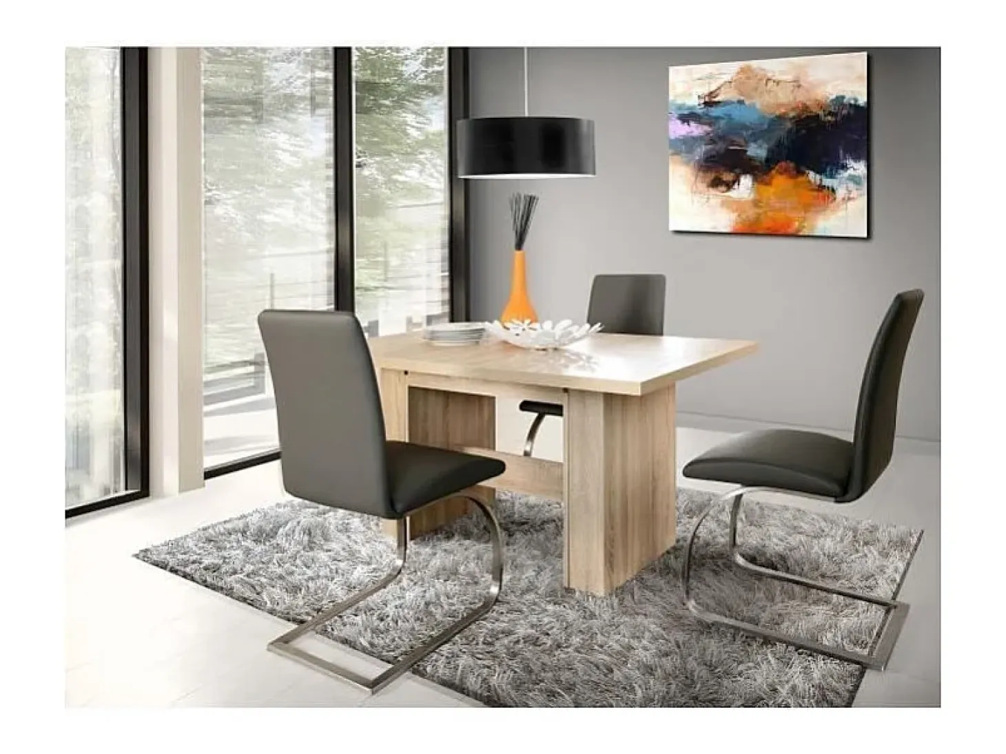 Mesa de comedor extensible contemporánea roble Sonoma - 6 a 12 personas
