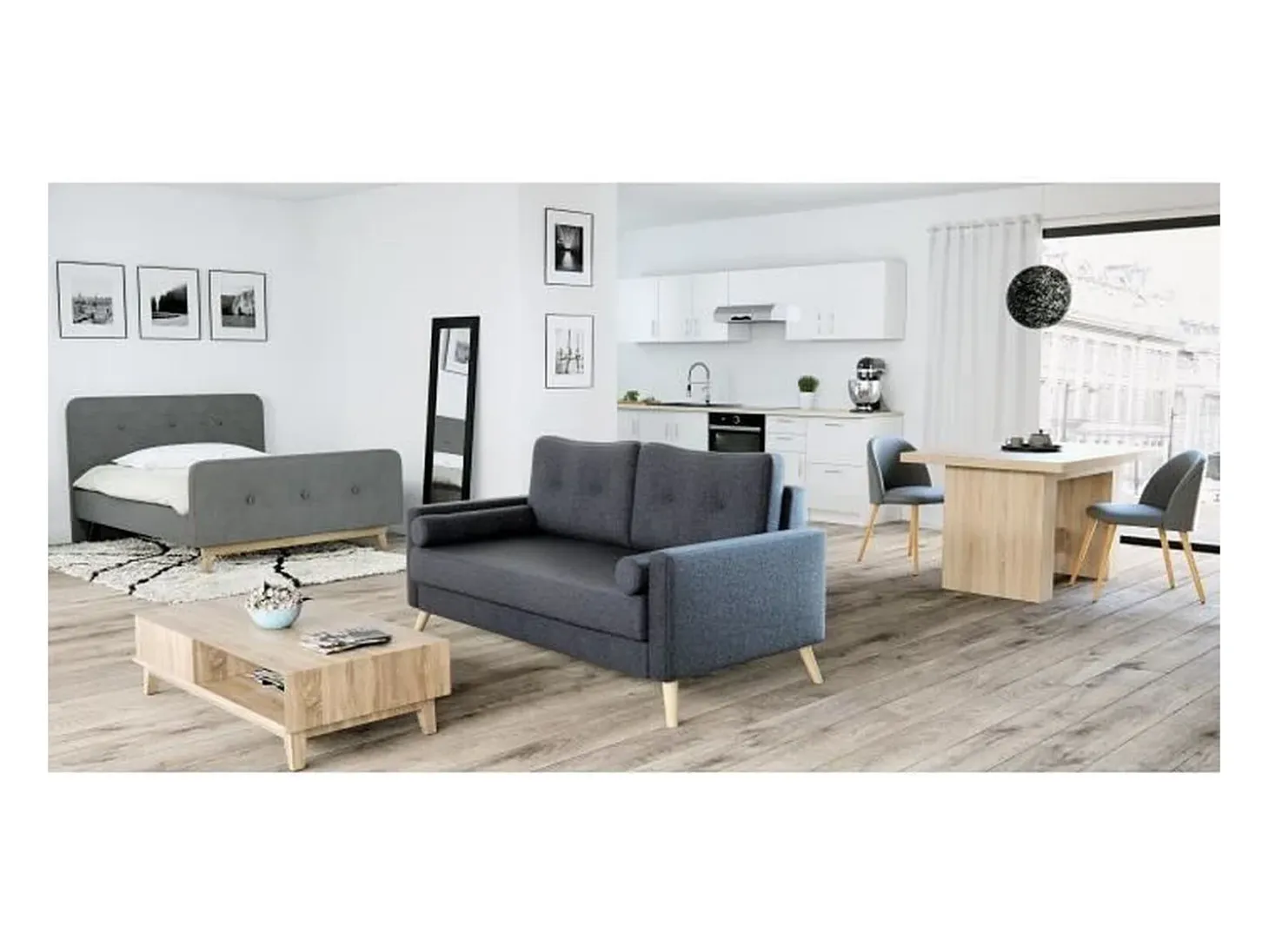 Mesa de comedor extensible contemporánea roble Sonoma - 6 a 12 personas
