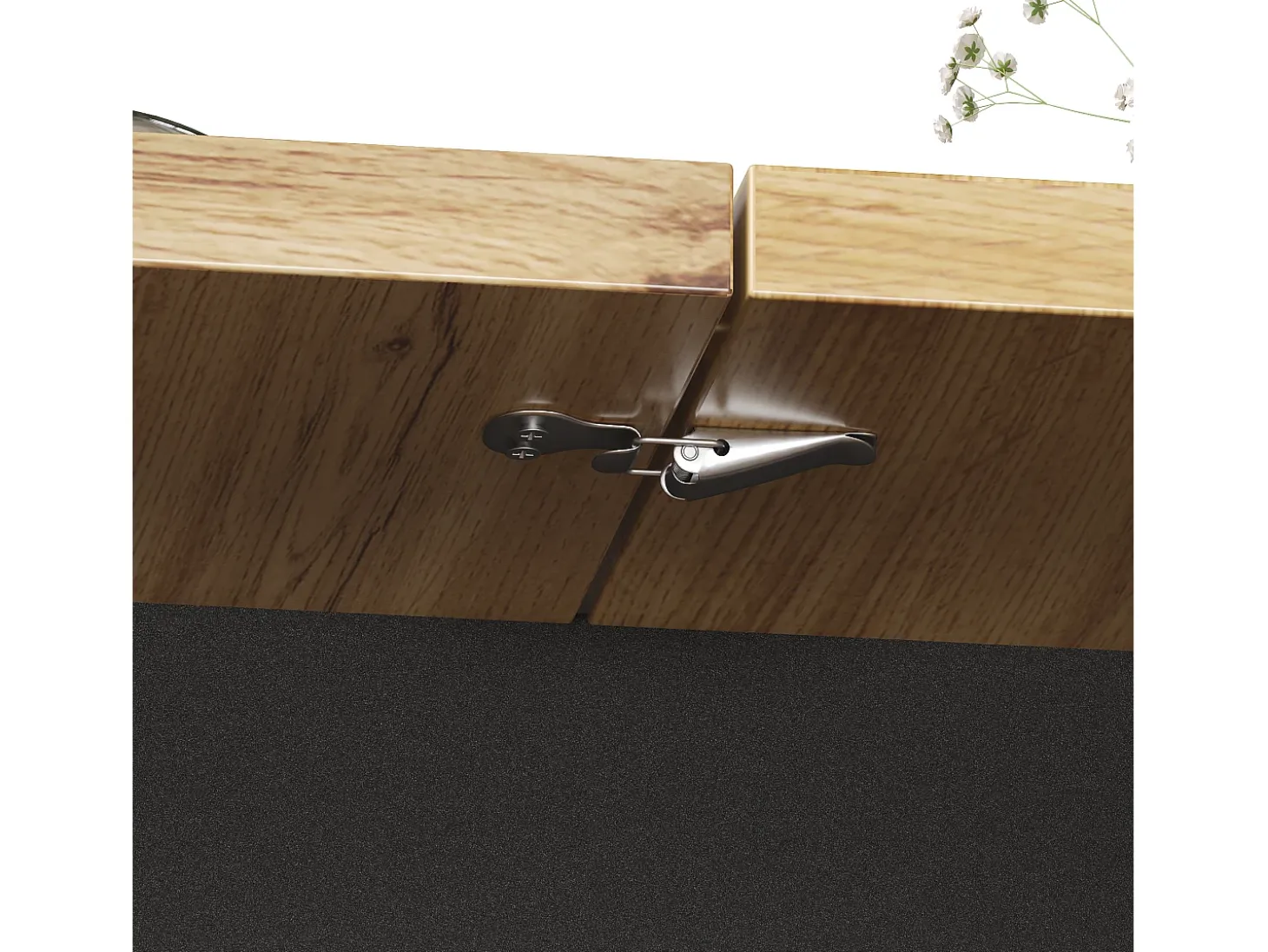 Mesa de comedor extensible con 2 puertas - Mesa de comedor plegable con diseño de cuadros - negra - para cocina y salón