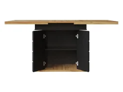 Mesa de comedor extensible con 2 puertas - Mesa de comedor plegable con diseño de cuadros - negra - para cocina y salón