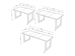 Mesa de comedor extensible de 77x80x148-180-220 cm en roble nordish y patas blancas Jack