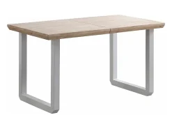 Mesa de comedor extensible de 77x80x148-180-220 cm en roble nordish y patas blancas Jack