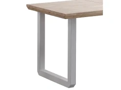 Mesa de comedor extensible de 77x80x148-180-220 cm en roble nordish y patas blancas Jack
