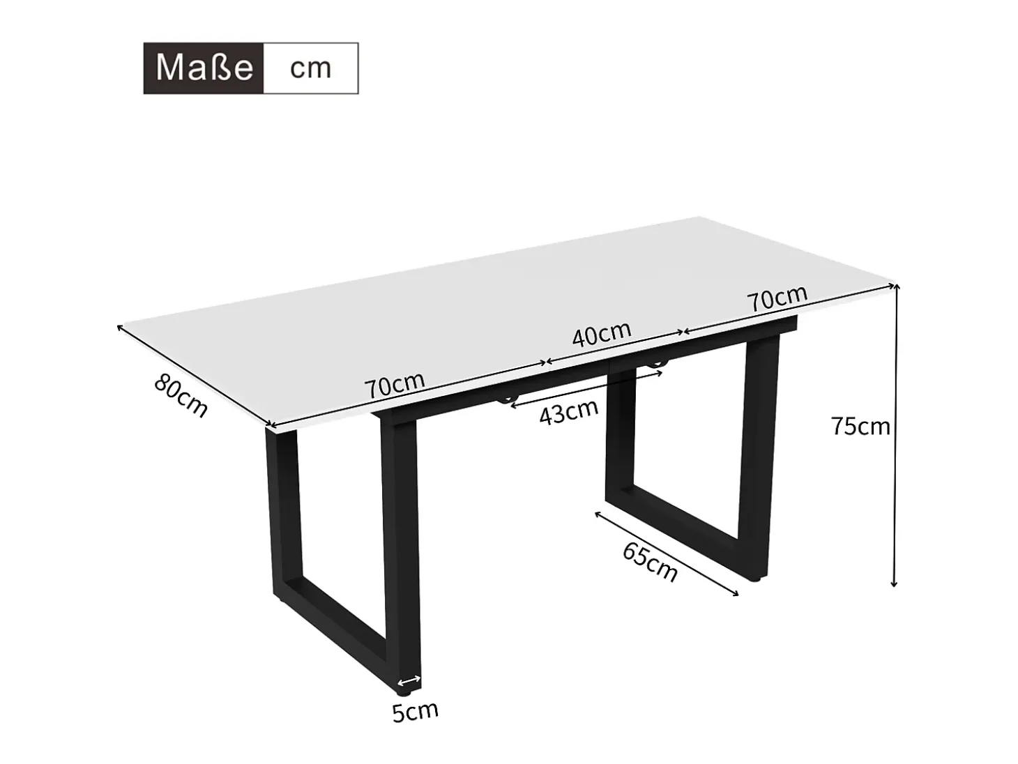 Mesa de comedor extensible multifuncional de acero - estilo industrial - Blanco