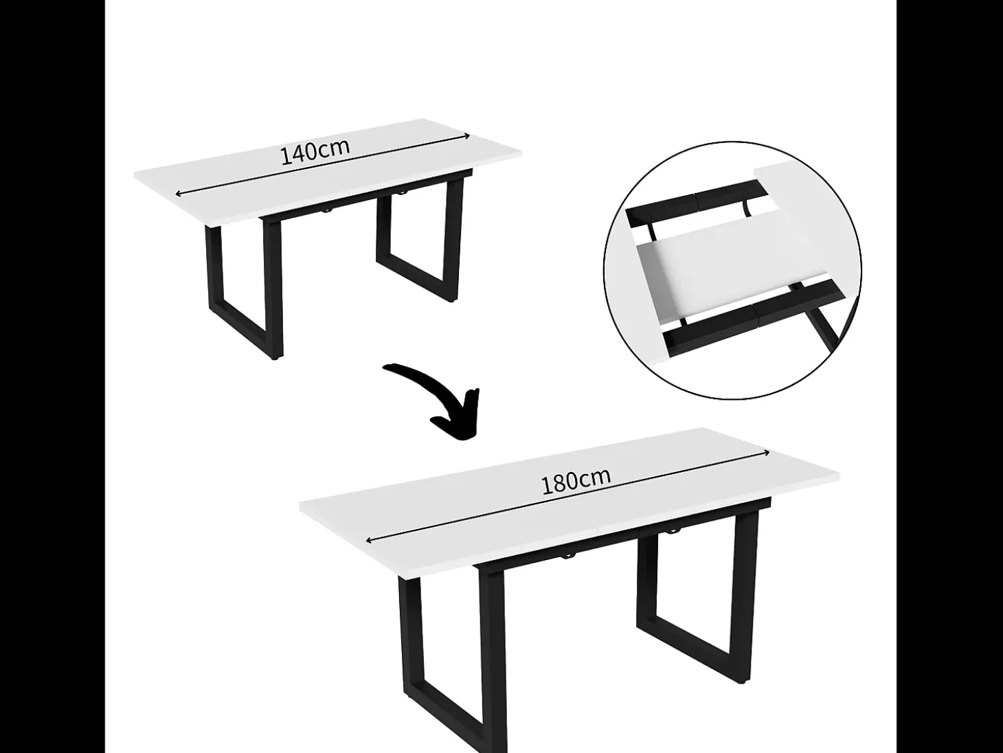 Mesa de comedor extensible multifuncional de acero - estilo industrial - Blanco
