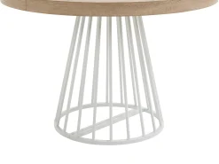Mesa de comedor extensible para 2 a 12 personas en MDF y acero - Natural claro y blanco - FIRELA