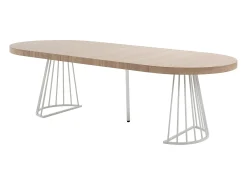 Mesa de comedor extensible para 2 a 12 personas en MDF y acero - Natural claro y blanco - FIRELA