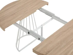 Mesa de comedor extensible para 2 a 12 personas en MDF y acero - Natural claro y blanco - FIRELA