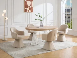 Mesa de comedor extensible para 2 a 12 personas en MDF y acero - Natural claro y blanco - FIRELA