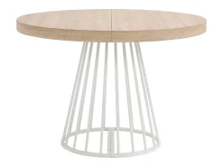 Mesa de comedor extensible para 2 a 12 personas en MDF y acero - Natural claro y blanco - FIRELA